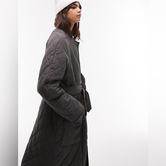 Topshop Collarless Quilted Coat - Picture 1 of 6